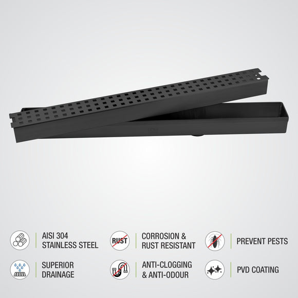 Palo Shower Drain Channel - Black (36 x 2 Inches) - LIPKA - Lipka Home