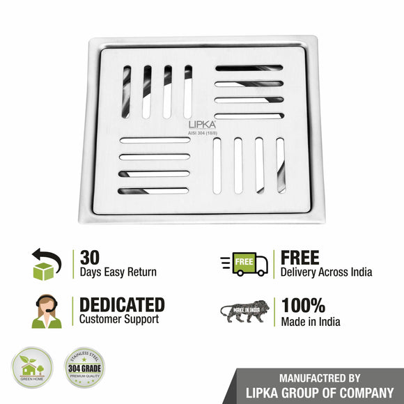 Pink Exclusive Square Flat Cut Floor Drain (6 x 6 Inches) - LIPKA - Lipka Home