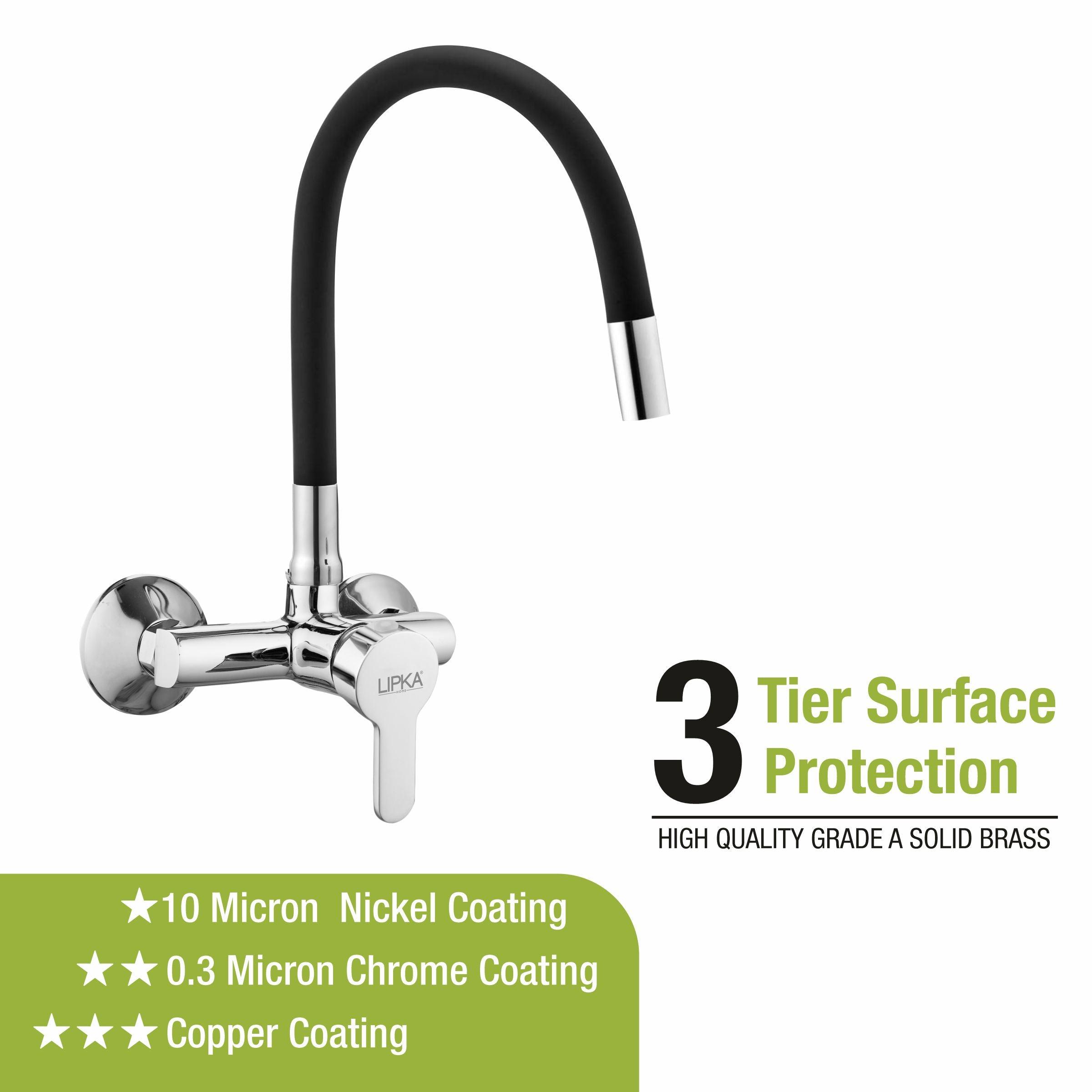 Fusion Single Lever Sink Mixer with Black Flexible Silicone Spout (20 Inches) - LIPKA - Lipka Home