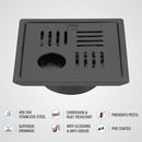 Pink Exclusive Square Floor Drain in Black PVD Coating (6 x 6 Inches) with Hole & Cockroach Trap - LIPKA - Lipka Home