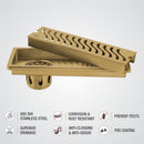 Wave Shower Drain Channel - Yellow Gold (12 x 5 Inches) - LIPKA - Lipka Home