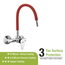 Virgo Single Lever Sink Mixer with Red Flexible Silicone Spout (20 Inches) - LIPKA - Lipka Home