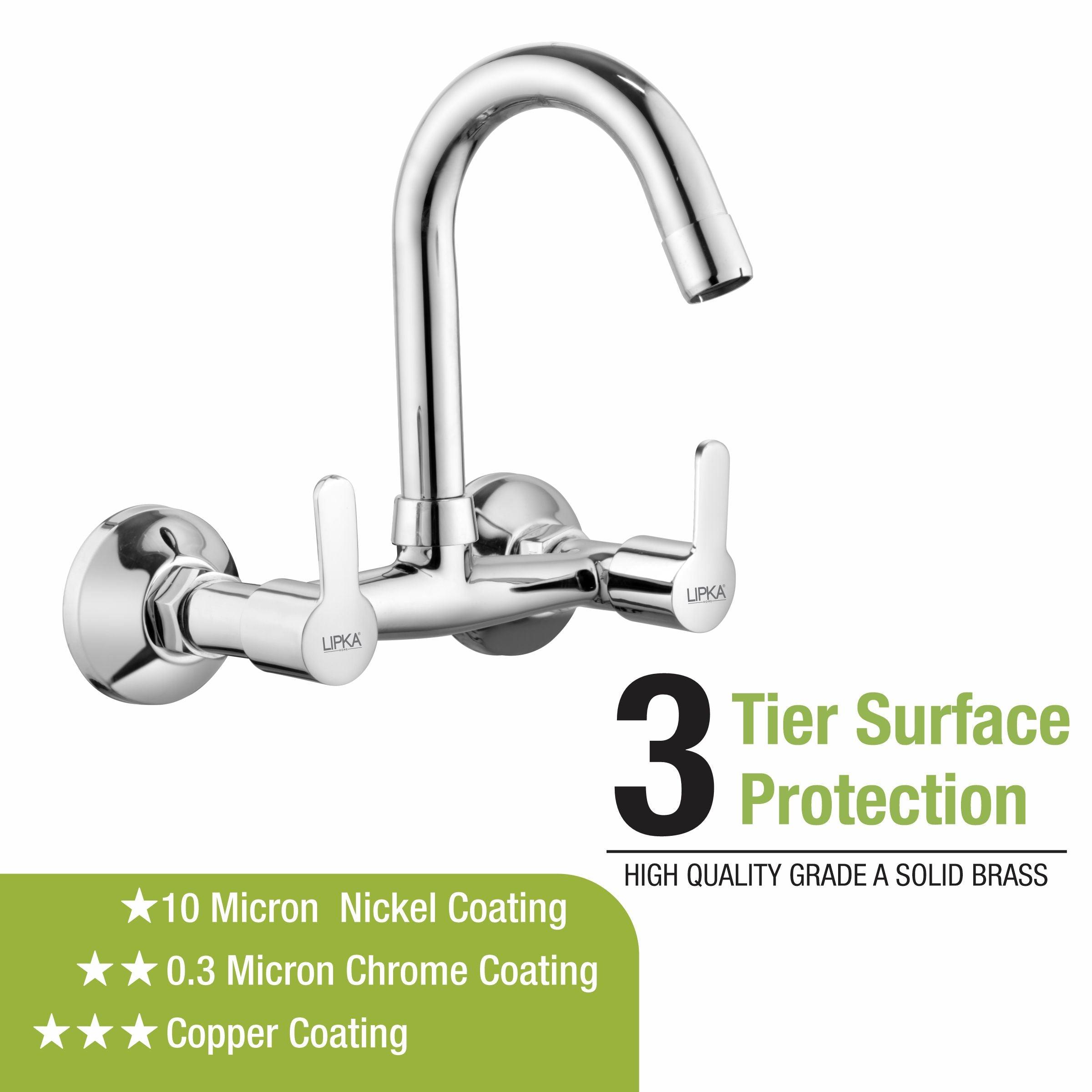 Frenk Sink Mixer Brass Faucet with Round Swivel Spout (12 Inches) 3 tier protection
