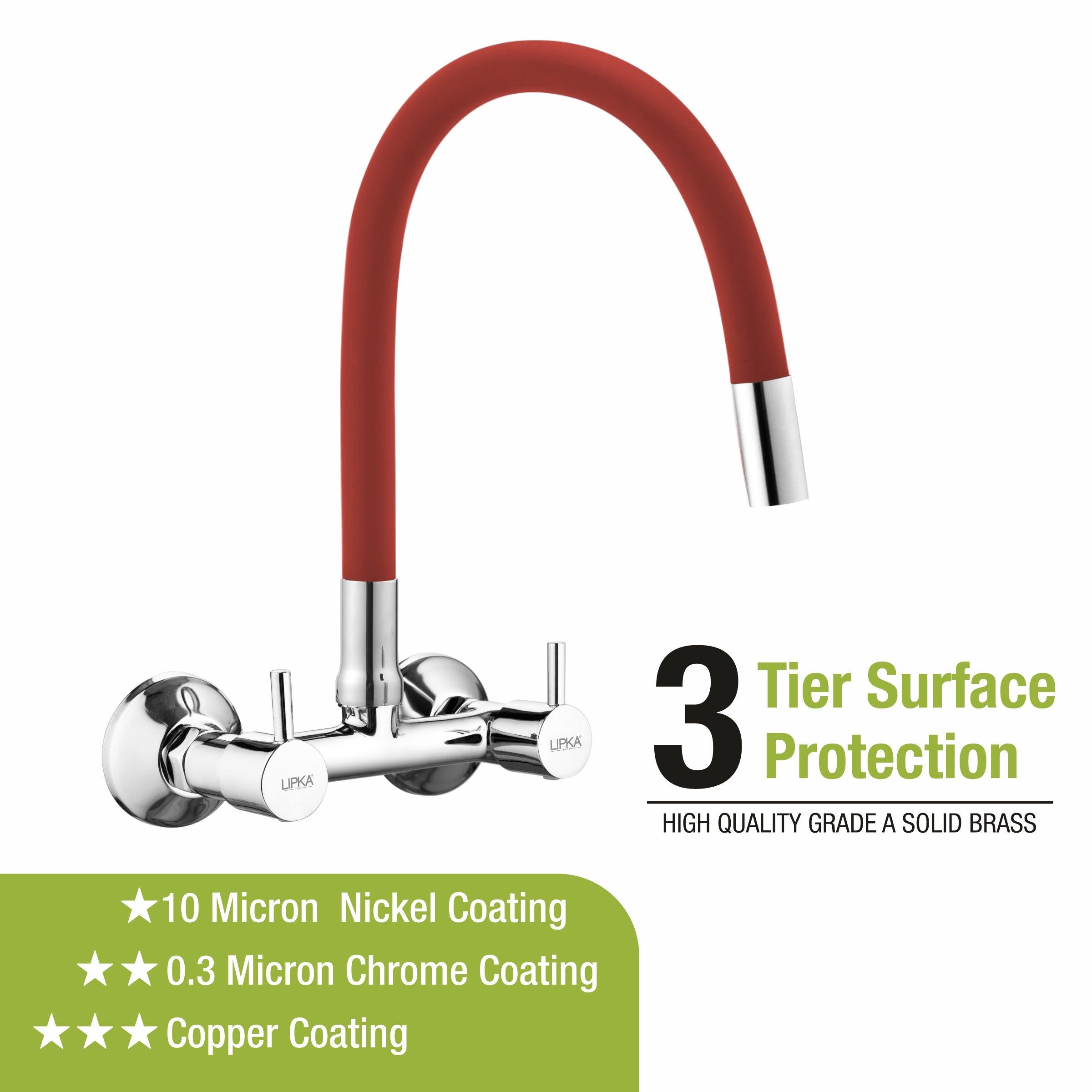 Kyron Sink Mixer Brass Faucet with Flexible Silicone Spout (Red) - LIPKA - Lipka Home