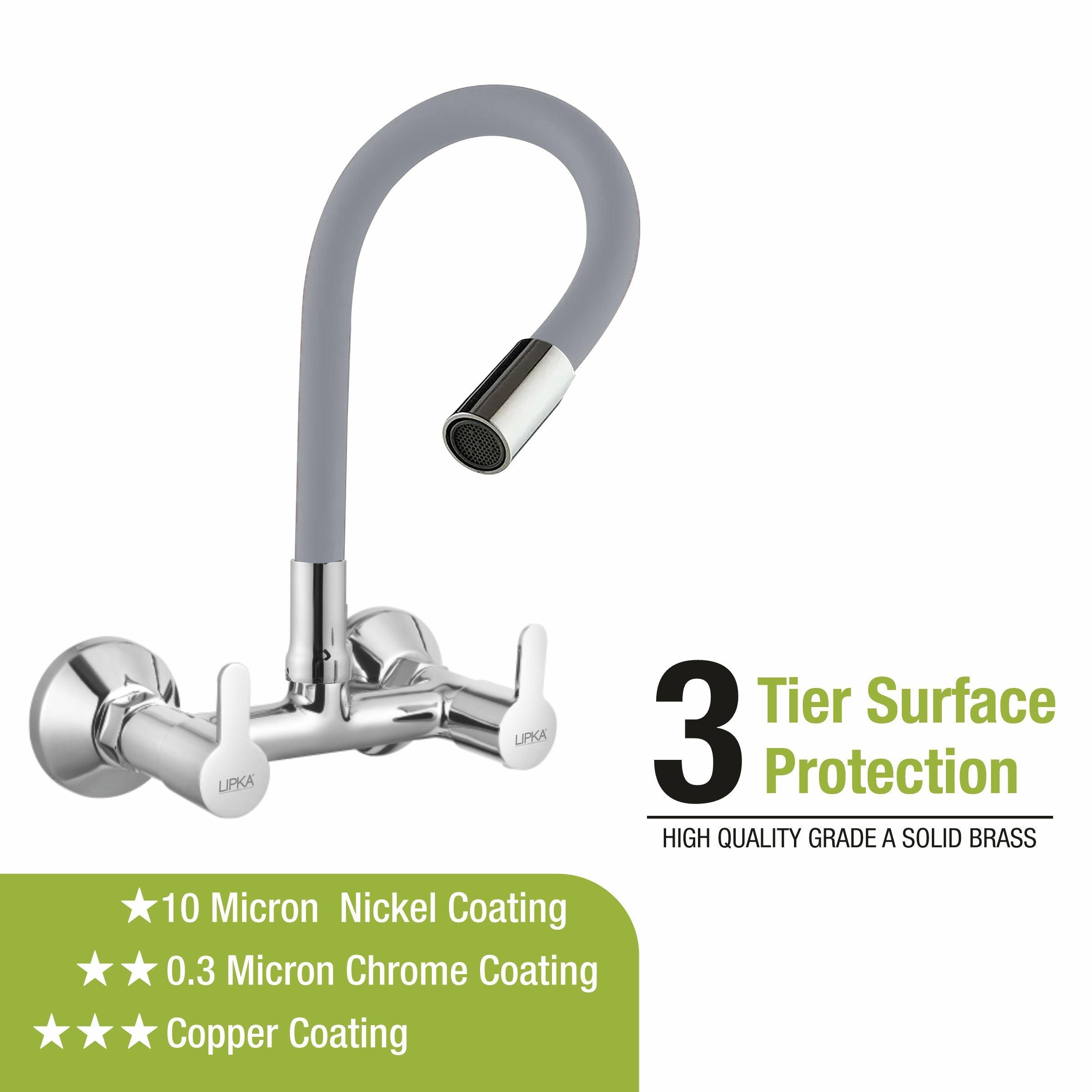 Fusion Sink Mixer Brass Faucet with Flexible Silicone Spout (Grey) - LIPKA - Lipka Home