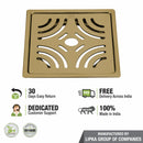 Purple Exclusive Square Flat Cut Floor Drain in Yellow Gold PVD Coating (6 x 6 Inches) with Hole - LIPKA - Lipka Home