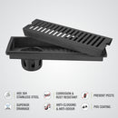 Vertical Shower Drain Channel - Black (12 x 5 Inches) - LIPKA - Lipka Home