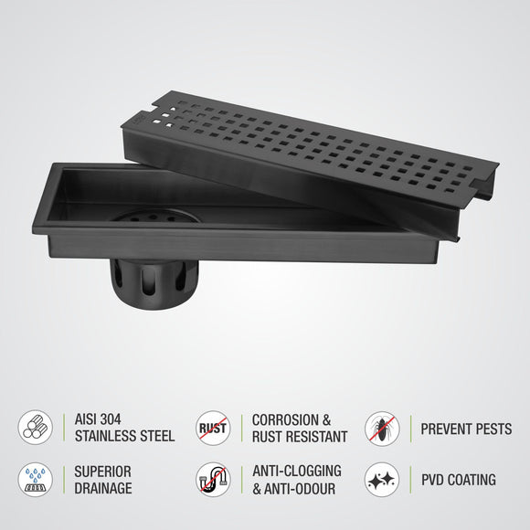 Palo Shower Drain Channel - Black (12 x 5 Inches) - LIPKA - Lipka Home