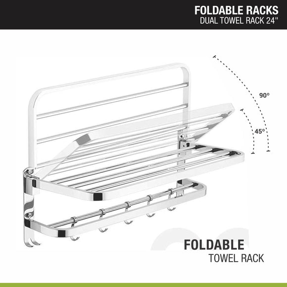Dual Foldable Towel Rack (24 Inches) - LIPKA - Lipka Home