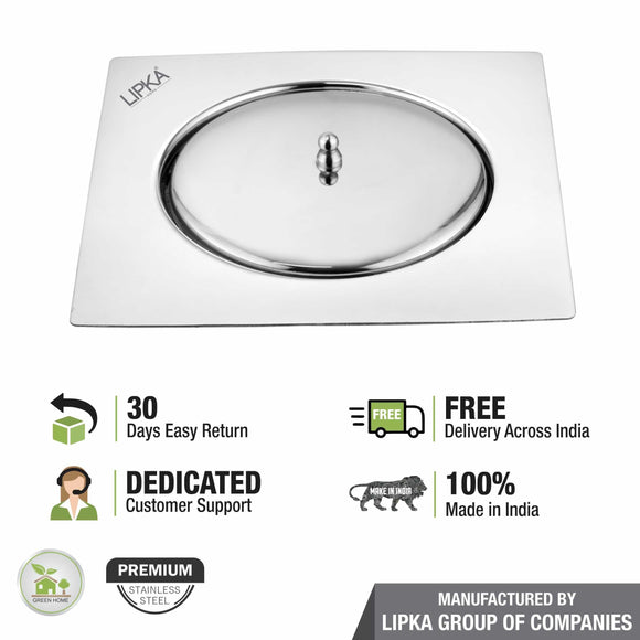 Saturn Square Flat Cut Floor Drain (6 x 6 Inches) - LIPKA - Lipka Home