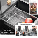 Handmade Nano Waterfall Kitchen Sink (30 x 18 x 9 inches) with Pull-out Mixer Faucet & RO Tap - LIPKA - Lipka Home