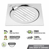 Eon Square Flat Cut Floor Drain with Golden Classic Jali and Hinge (5 x 5 Inches) - LIPKA