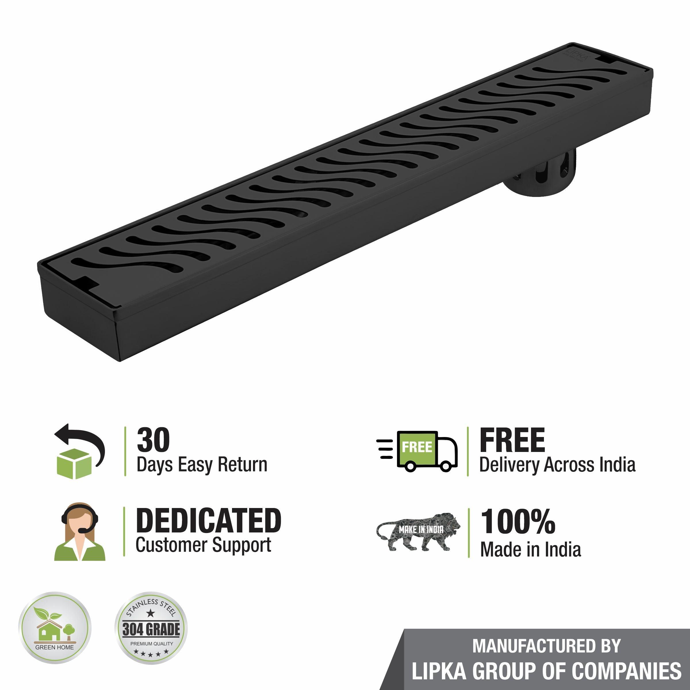 Wave Shower Drain Channel - Black (48 x 3 Inches) free delivery
