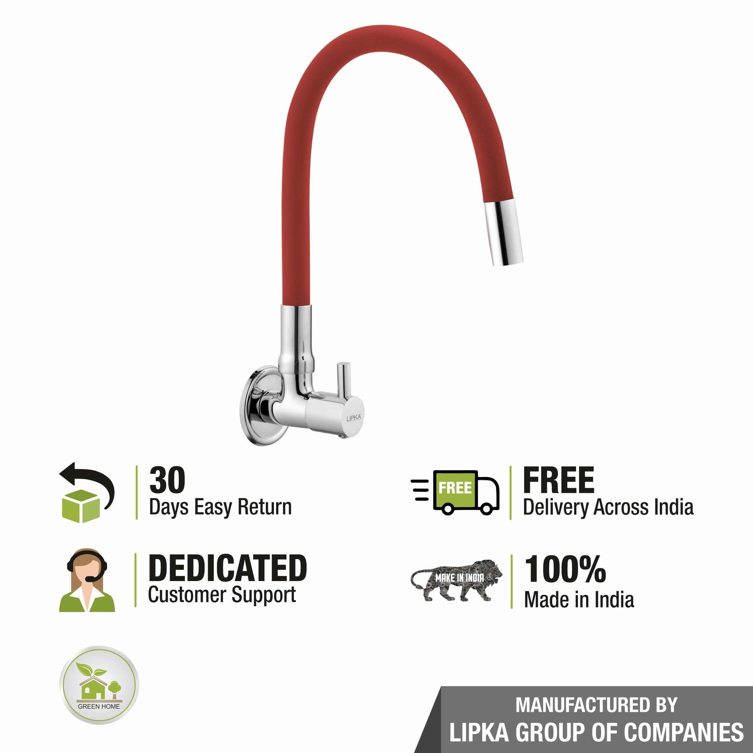 Kyron Sink Tap Brass Faucet with Flexible Silicone Spout (Red) - LIPKA - Lipka Home