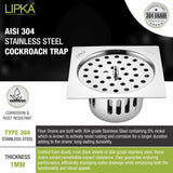 Square Flat Cut Floor Drain (6 x 6 Inches) with Lid and Cockroach Trap - LIPKA