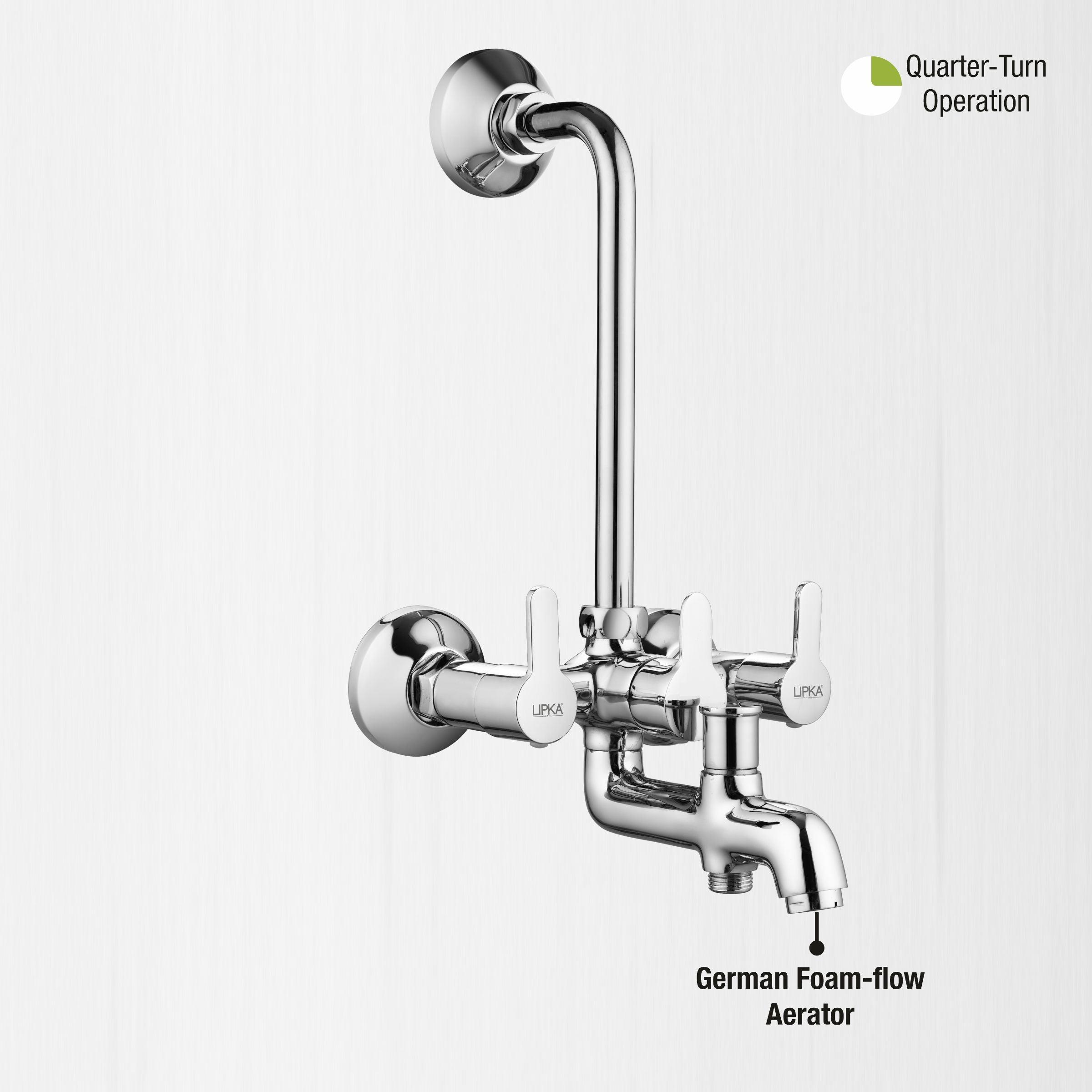 Fusion 3 in 1 Wall Mixer Brass Faucet with L Bend - LIPKA - Lipka Home