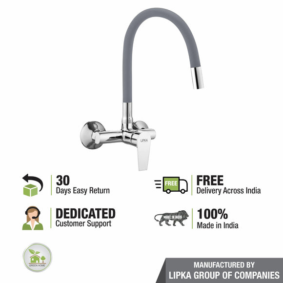 Victory Single Lever Sink Mixer with Grey Flexible Silicone Spout (20 Inches) - LIPKA - Lipka Home