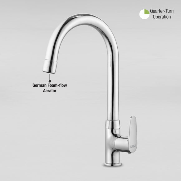 Virgo Swan Neck with Medium (15 Inches) Round Swivel Spout Faucet - LIPKA - Lipka Home