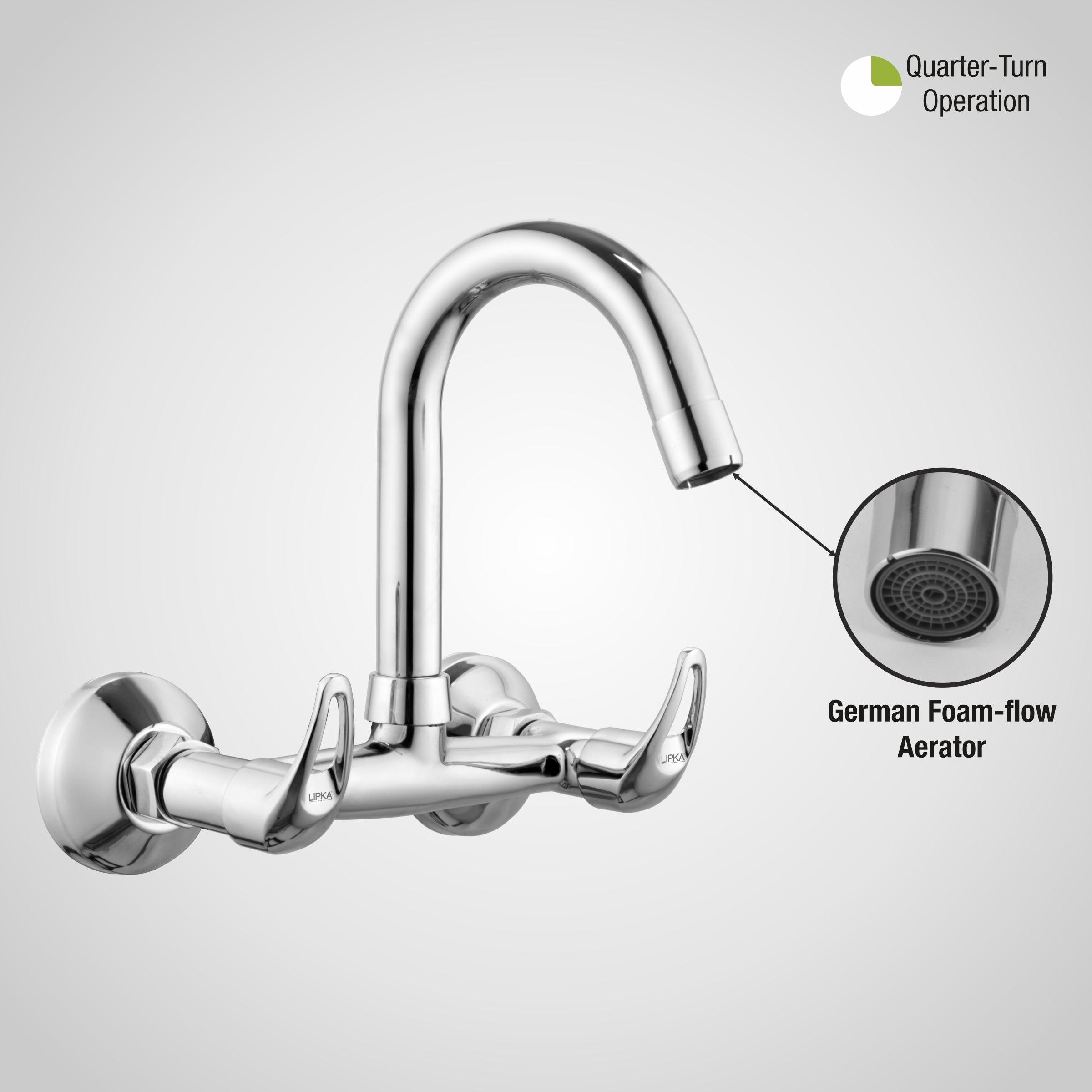 Pixel Sink Mixer Brass Faucet with Round Swivel Spout (12 Inches) - LIPKA - Lipka Home