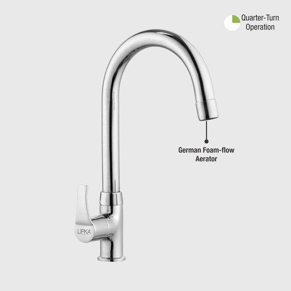 Coral Swan Neck Brass Faucet with Round Swivel Spout (15 Inches) - LIPKA - Lipka Home