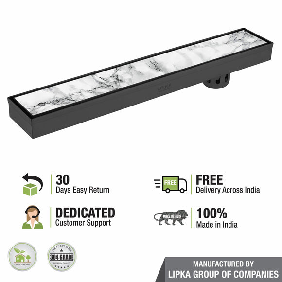 Marble Insert Shower Drain Channel - Black (32 x 3 Inches) - LIPKA - Lipka Home