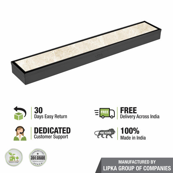 Tile Insert Shower Drain Channel - Black (12 x 2 Inches) - LIPKA - Lipka Home