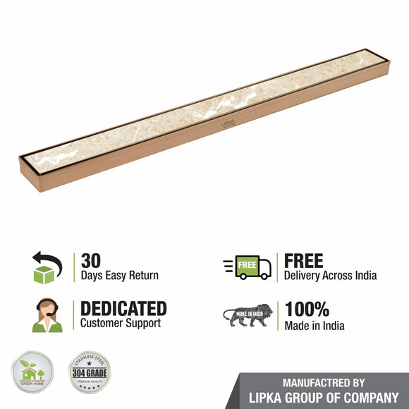 Tile Insert Shower Drain Channel - Yellow Gold (36 x 2 Inches) - LIPKA - Lipka Home