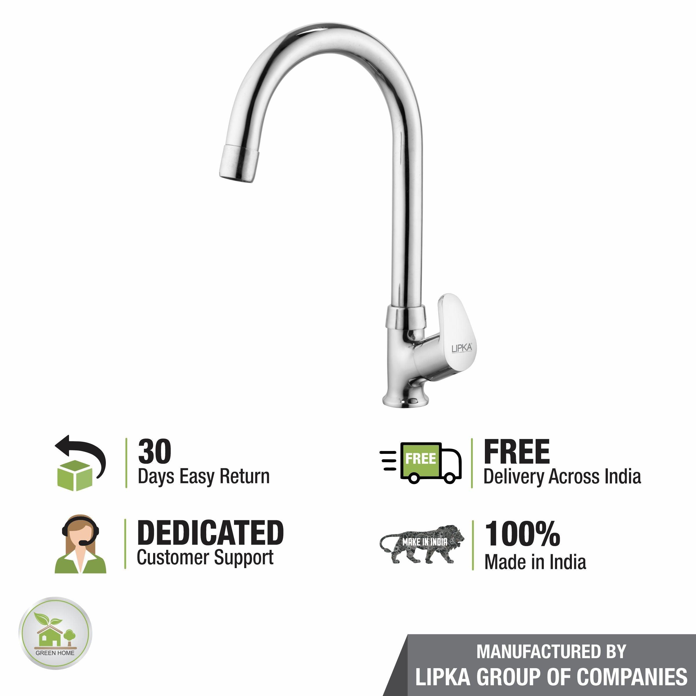 Apple Swan Neck Brass Faucet with Round Swivel Spout (15 Inches) - LIPKA - Lipka Home