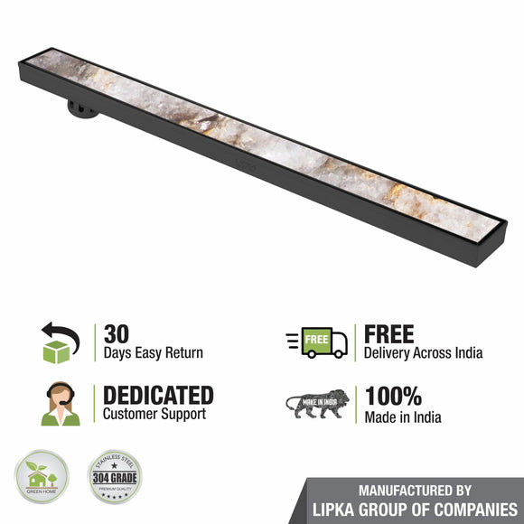 Tile Insert Shower Drain Channel - Black (36 x 3 Inches) - LIPKA - Lipka Home