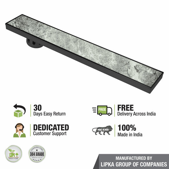 Tile Insert Shower Drain Channel - Black (48 x 5 Inches) - LIPKA - Lipka Home