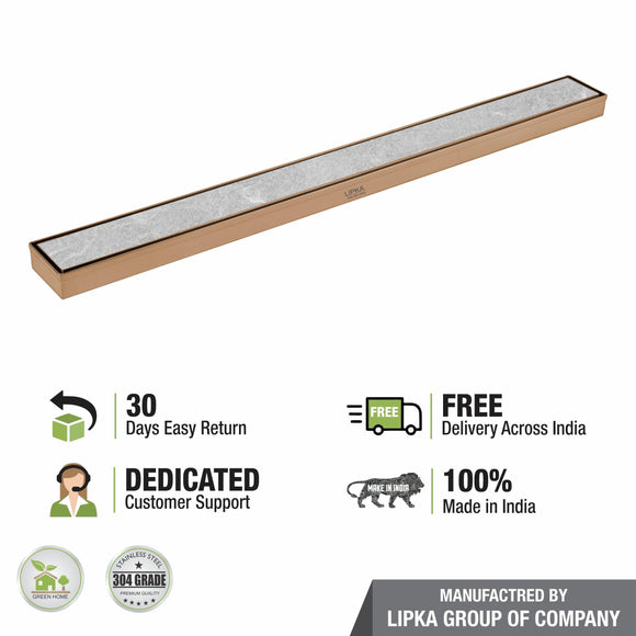 Marble Insert Shower Drain Channel - Antique Copper (36 x 2 Inches) - LIPKA - Lipka Home