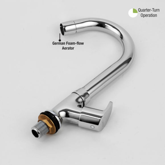 Apple Swan Neck Brass Faucet with Round Swivel Spout (12 Inches) - LIPKA - Lipka Home