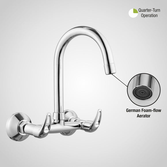 Pixel Sink Mixer Brass Faucet with Round Swivel Spout (15 Inches) - LIPKA - Lipka Home
