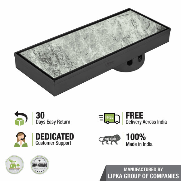 Tile Insert Shower Drain Channel - Black (18 x 5 Inches) - LIPKA - Lipka Home