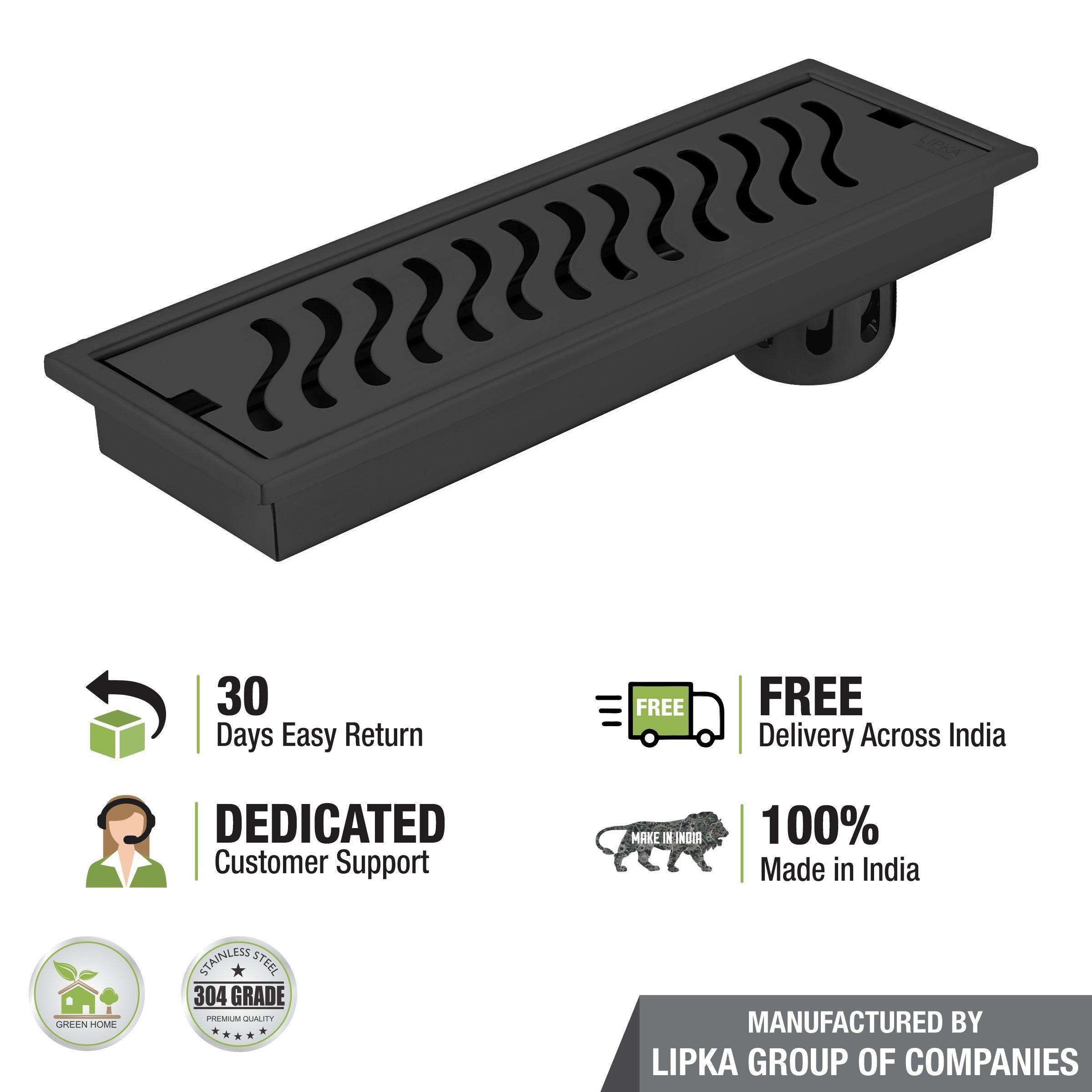 Wave Shower Drain Channel - Black (12 x 4 Inches) free shipping