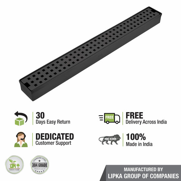 Palo Shower Drain Channel - Black (18 x 2 Inches) - LIPKA - Lipka Home