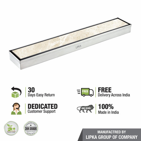 Marble Insert Shower Drain Channel (12 x 2 Inches) - LIPKA - Lipka Home