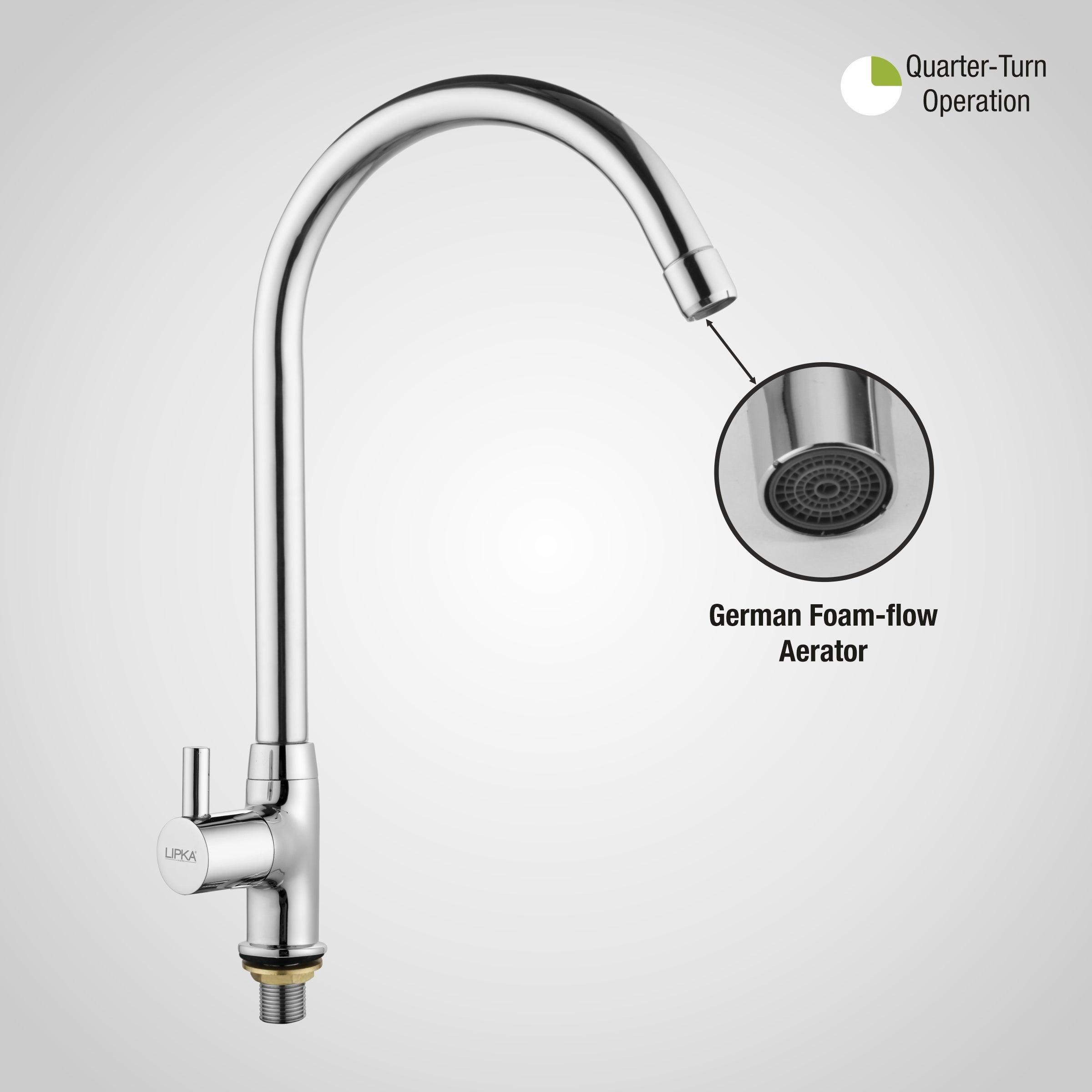 Kyron Swan Neck Brass Faucet with Round Swivel Spout (20 Inches) - LIPKA - Lipka Home