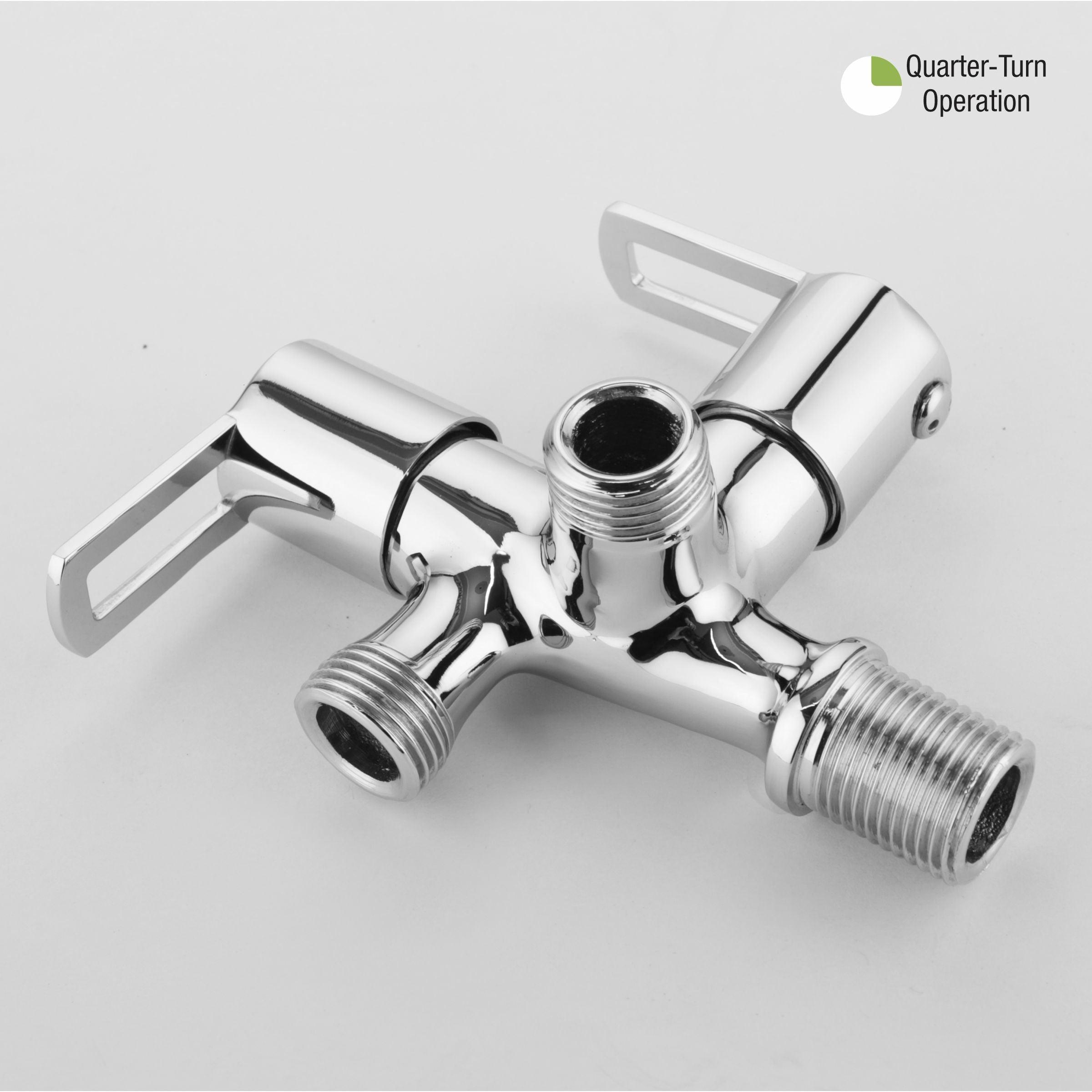 Kube Angle Valve Two Way Double Handle Brass Faucet - LIPKA - Lipka Home