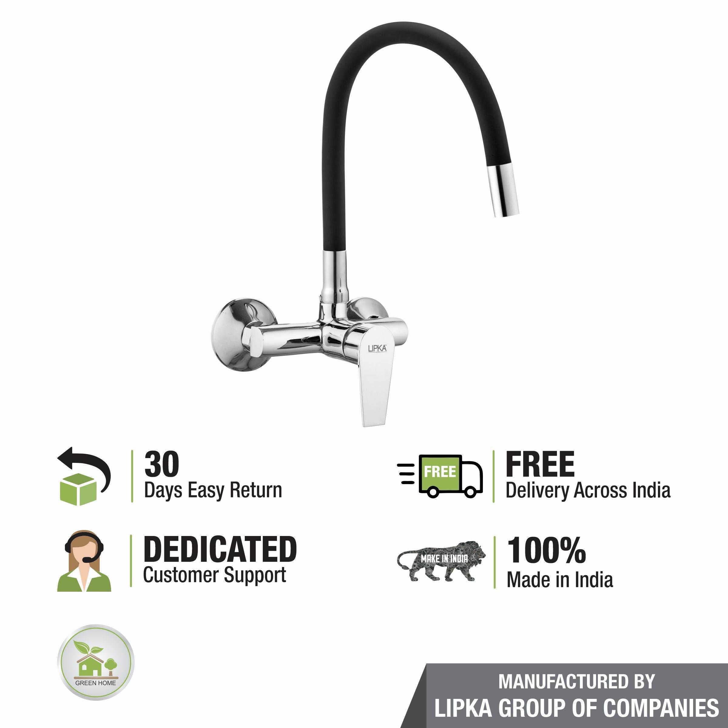 Victory Single Lever Sink Mixer with Black Flexible Silicone Spout (20 Inches) - LIPKA - Lipka Home