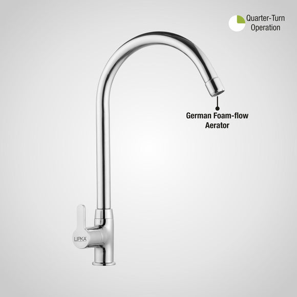 Fusion Swan Neck Brass Faucet with Round Swivel Spout (20 Inches) - LIPKA - Lipka Home