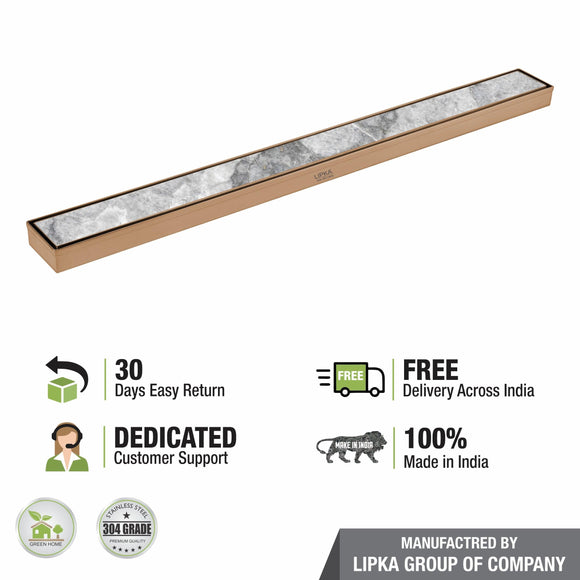 Marble Insert Shower Drain Channel - Antique Copper (32 x 2 Inches) - LIPKA - Lipka Home