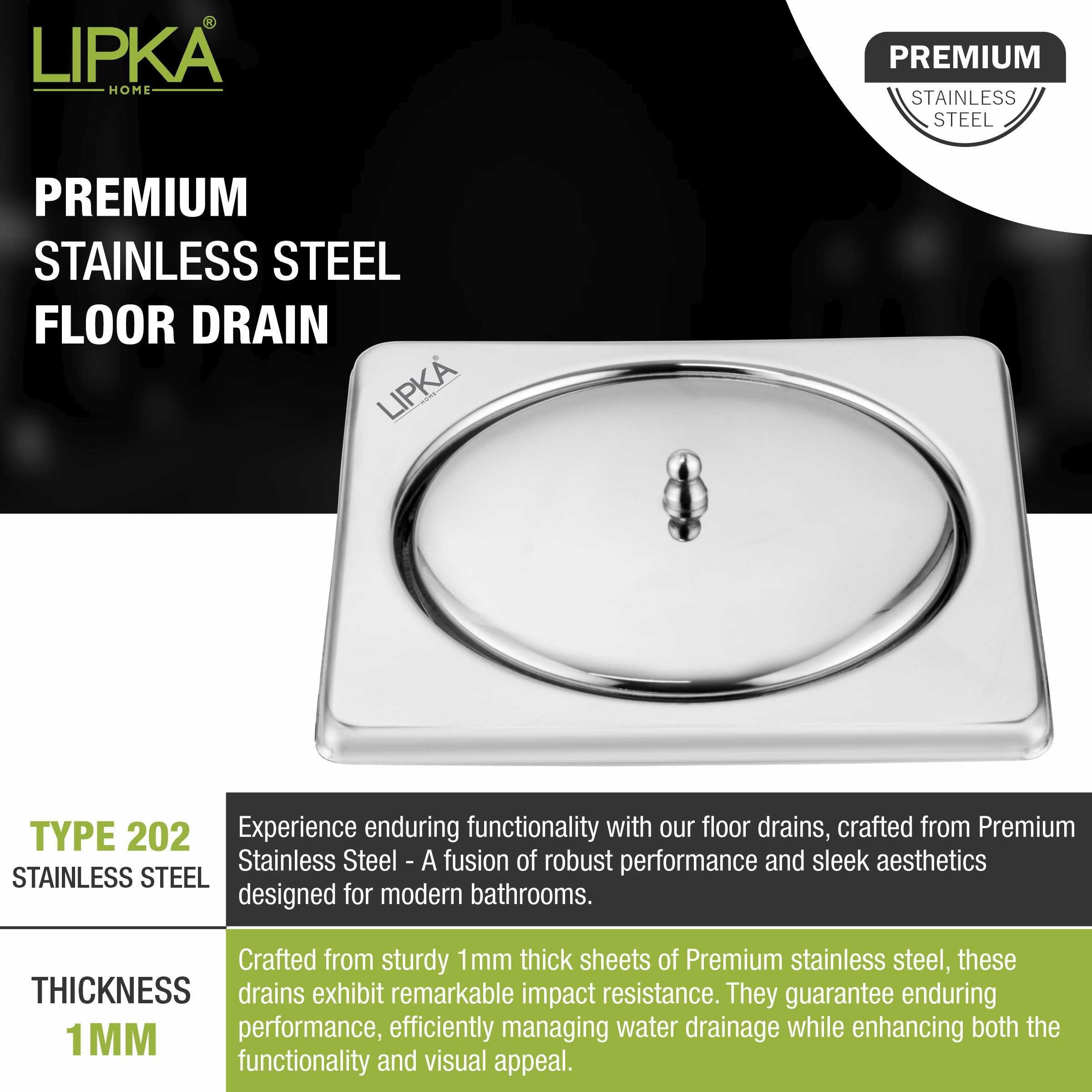 Saturn Square Floor Drain (6 x 6 Inches) - LIPKA - Lipka Home