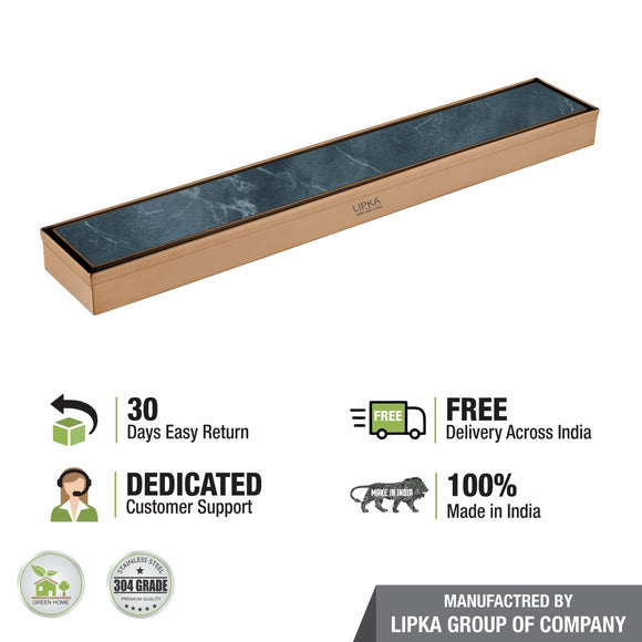 Tile Insert Shower Drain Channel - Yellow Gold (18 x 2 Inches) - LIPKA - Lipka Home