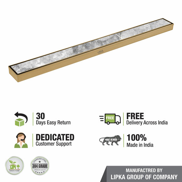 Marble Insert Shower Drain Channel - Yellow Gold (32 x 2 Inches) - LIPKA - Lipka Home