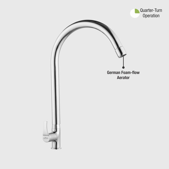 Coral Swan Neck Brass Faucet with Round Swivel Spout (20 Inches) - LIPKA - Lipka Home