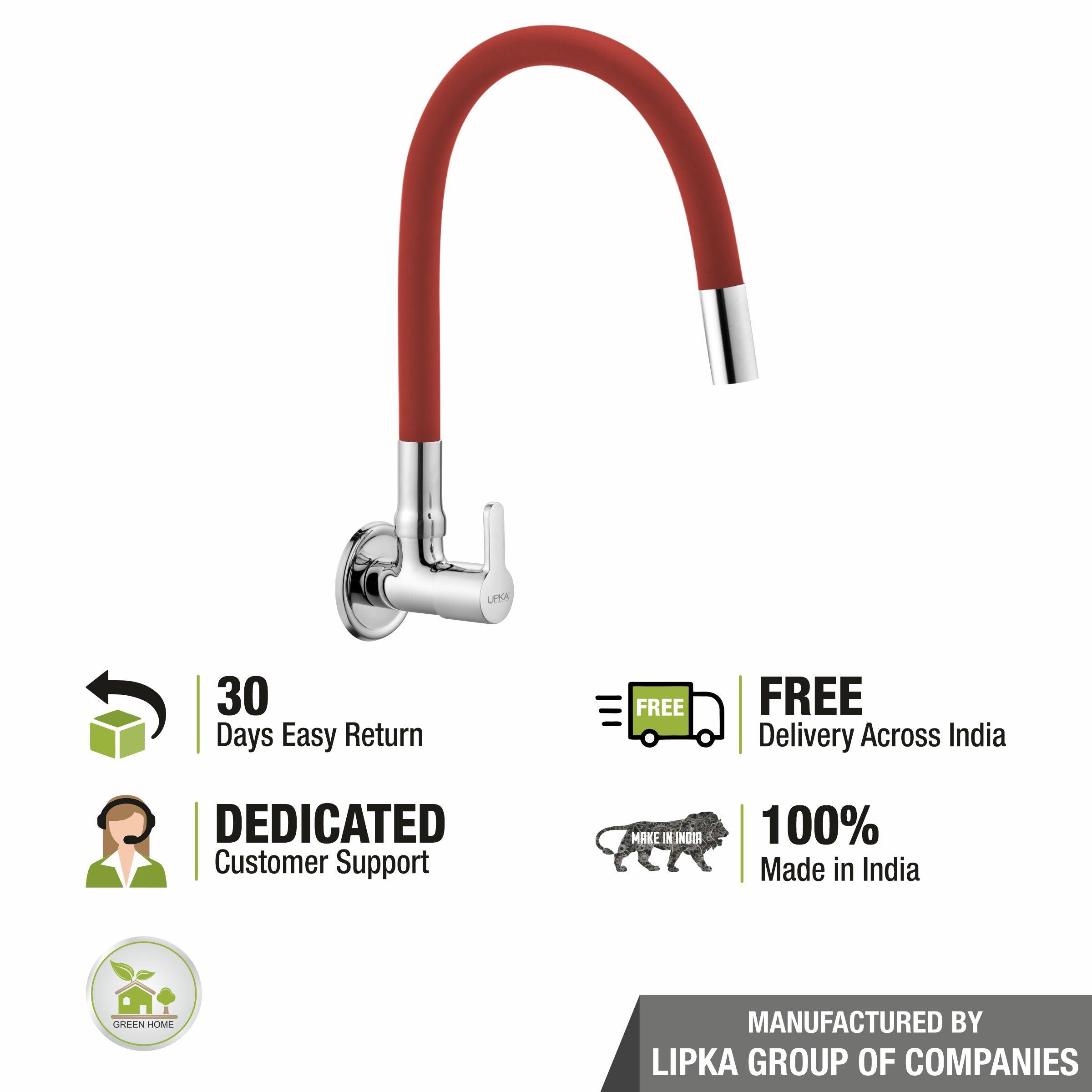 Fusion Sink Tap Brass Faucet with Flexible Silicone Spout (Red) - LIPKA - Lipka Home