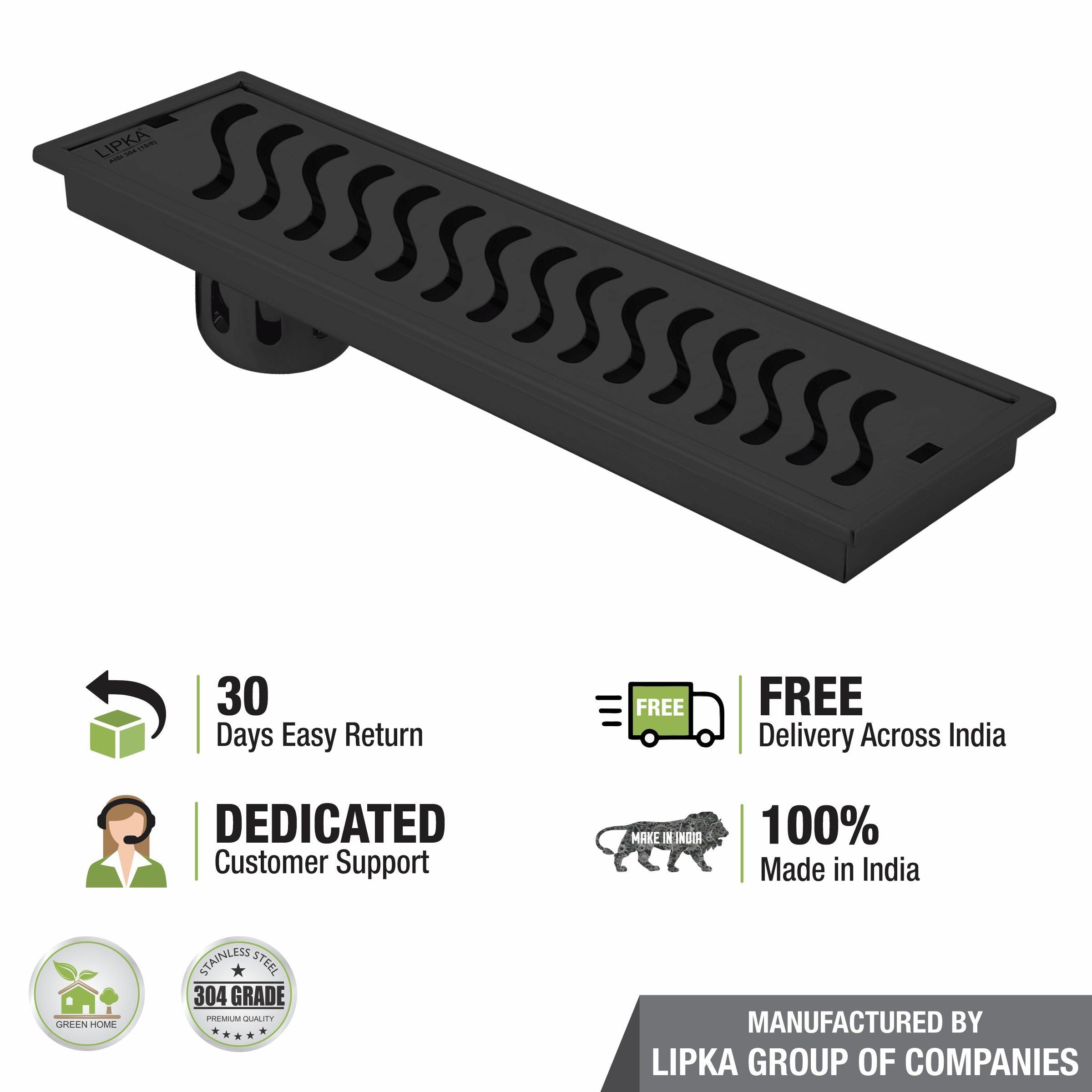 Wave Shower Drain Channel - Black (48 x 4 Inches) free delivery