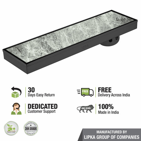 Tile Insert Shower Drain Channel - Black (24 x 5 Inches) - LIPKA - Lipka Home