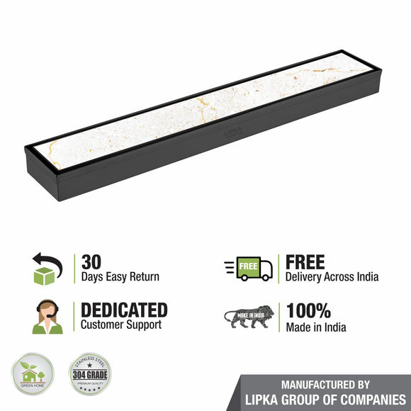 Tile Insert Shower Drain Channel - Black (24 x 2 Inches) - LIPKA - Lipka Home